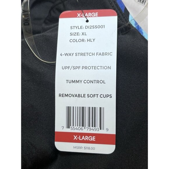 DKNY Ladies Halter Shirred Swimsuit Size XLarge Tummy Control New With Tags NWT - Picture 11 of 11